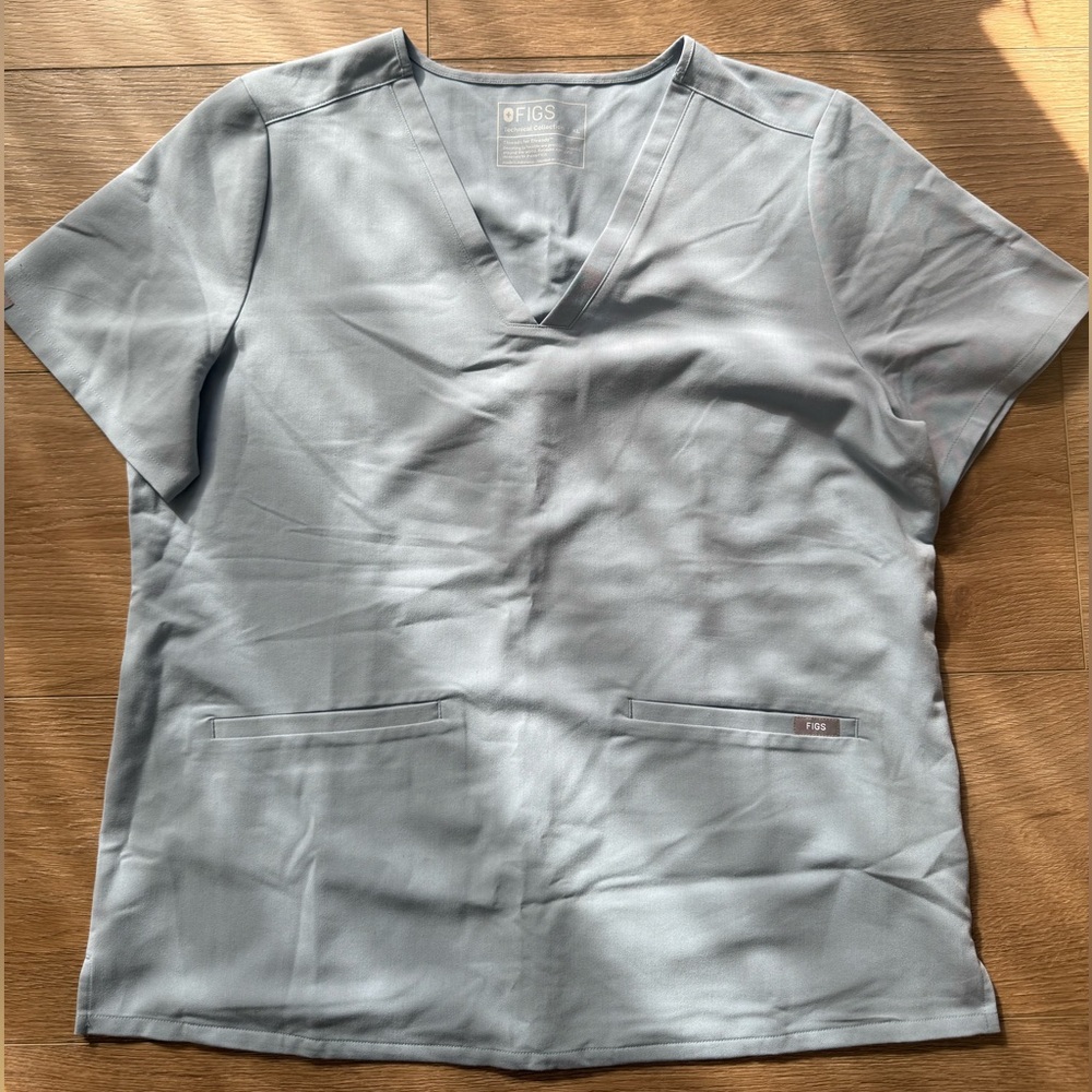 Figs Dusty Blue V-Neck Scrub Top